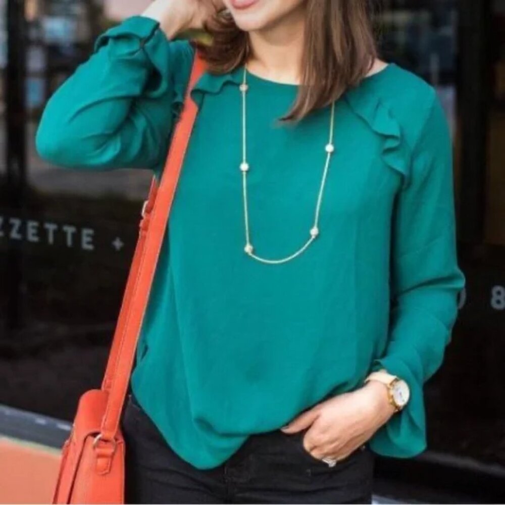 Loft flowy chiffon ruffle flounce top
